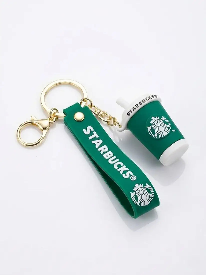 Coffee Cup Silicone Keychain for Women & Girls – Stylish 3D Beverage Miniature Keyring with Durable Wrist Strap & Gold-Tone Hardware – Ideal for Bags, Backpacks, & Car Keys